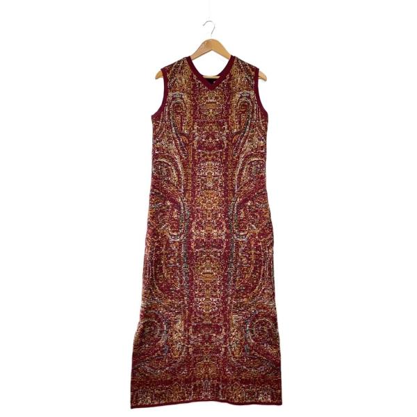 AMERI◆25SS/ASMEE 2WAY I LINE KNIT DRESS/XS/BRD/総柄/...