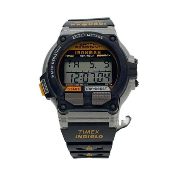TIMEX◆90s/IROMAN/デッドストック/箱付き/クォーツ腕時計/デジタル/ラバー/BLK