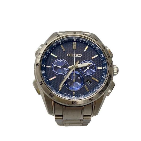 SEIKO◆ソーラー腕時計/アナログ/BLU/SLV/8B92-0AB0//