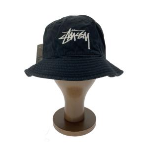 STUSSY◆バケットハット/S/コットン/BLK/無地/メンズ/0548-22-7366