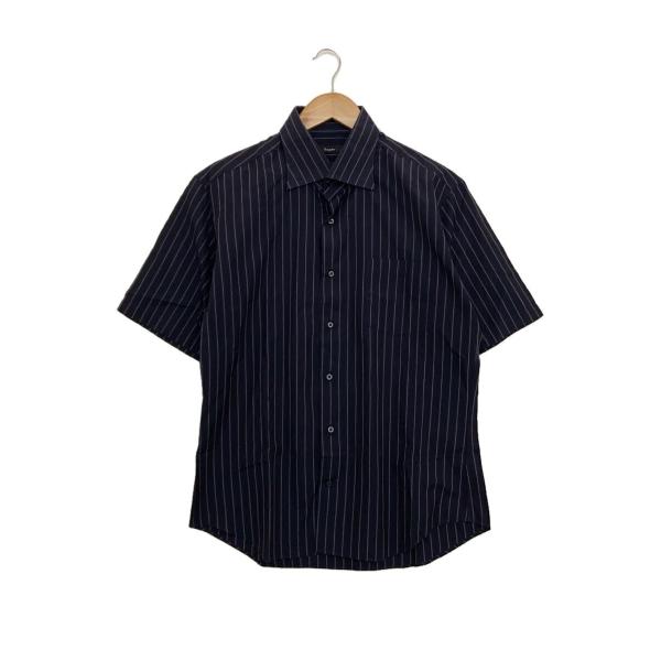 Bagutta◆半袖シャツ/コットン/NVY/ストライプ/304-1191-75