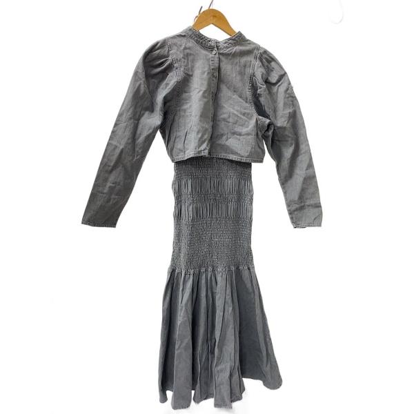 AMERI◆長袖ワンピース/M/コットン/GRY/無地/02220591000