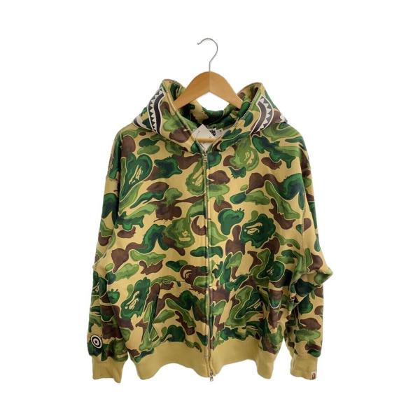 A BATHING APE◆BAPE ART CAMO SHARK HOODIE/M/コットン/GR...