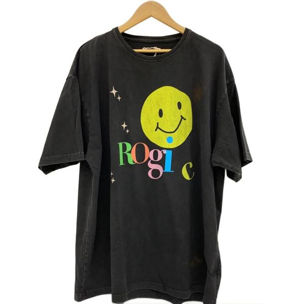 ROGIC◆vintage加工/smile teeTシャツ/XL/コットン/GRY/プリント/RG-...