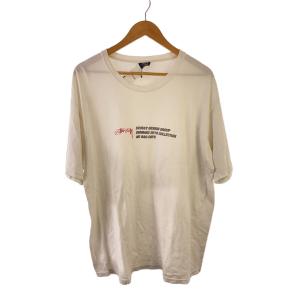 STUSSY◆Design Group Tee/Tシャツ/XL/コットン/WHT/総柄/襟元汚れ有/使用感あり