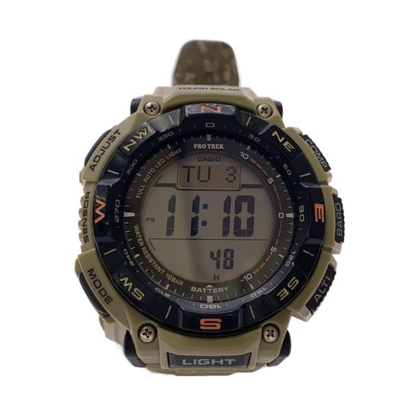 CASIO◆ソーラー腕時計_PRO TREK/デジタル/ラバー/KHK/PRG-340SC-5JF