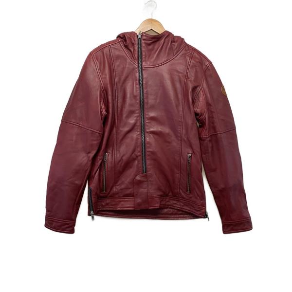 56design◆Rラインカフェレザーパーカー/L/羊革/BRD/無地/20-1851-101