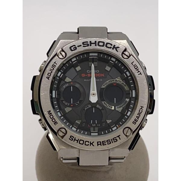 CASIO◆ソーラー腕時計・G-SHOCK/デジアナ/ステンレス/SLV/SLV/SS/GST-W1...