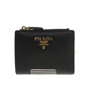 PRADA◆2つ折り財布/--/NVY/無地/レディース