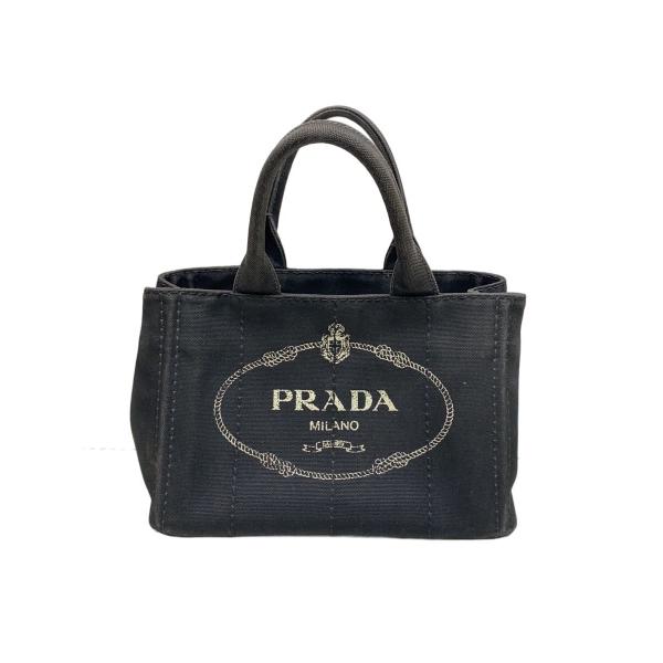 PRADA◆カナパ/トートバッグ/ショルダーバッグ/2way/キャンバス/ブラック//