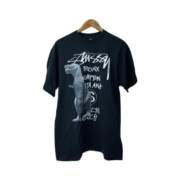 STUSSY◆00ｓ/t-rex/Tシャツ/L/コットン/ブラック/黒