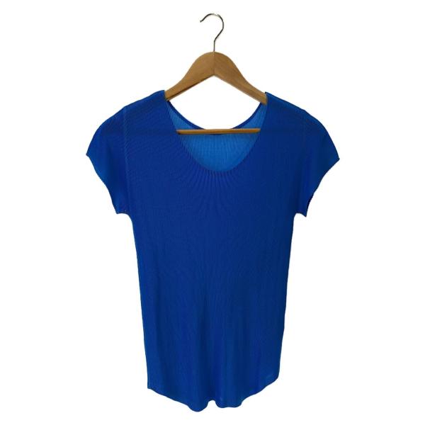 PLEATS PLEASE ISSEY MIYAKE◆半袖カットソー/3/ポリエステル/BLU/PP...