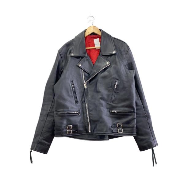 FREEDOM◆ダブルライダースジャケット/50/牛革/BLK/無地//
