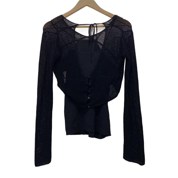 AMERI◆カーディガン(薄手)/FREE/レーヨン/BLK/無地/0224201220070