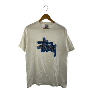 STUSSY◆銀タグ/00s/USA製/Tシャツ/L/コットン/WHT