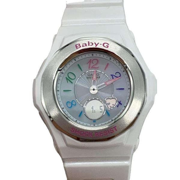 CASIO◆ソーラー腕時計・Baby-G/デジアナ/SLV/WHT