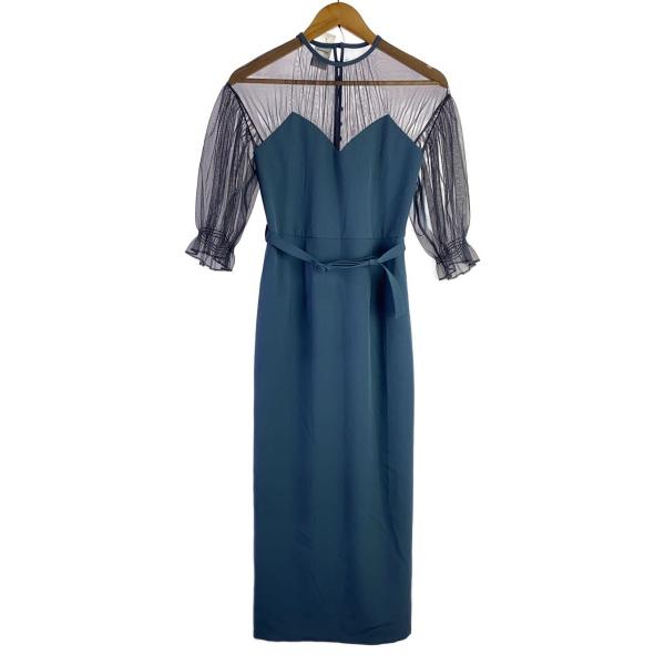 AMERI◆20SS AIRY SLEEVE TIGHT DRESS/M/ポリエステル/BLU/02...