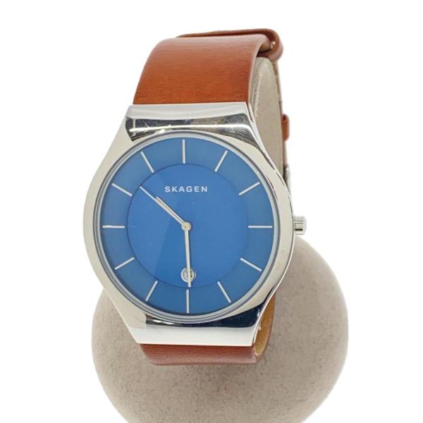 SKAGEN◆腕時計/アナログ/レザー/BLU/BRW/SKW6160