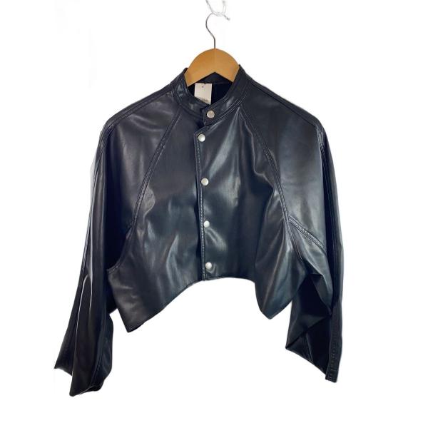 AMERI◆ジャケット/FREE/フェイクレザー/BLK/無地/01220630350