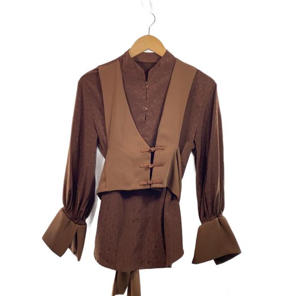 AMERI◆長袖ブラウス/FREE/ポリエステル/BRW/無地/020204301501