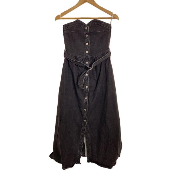 AMERI◆デニムジャンバースカート/M/コットン/BLK/無地/0191520320