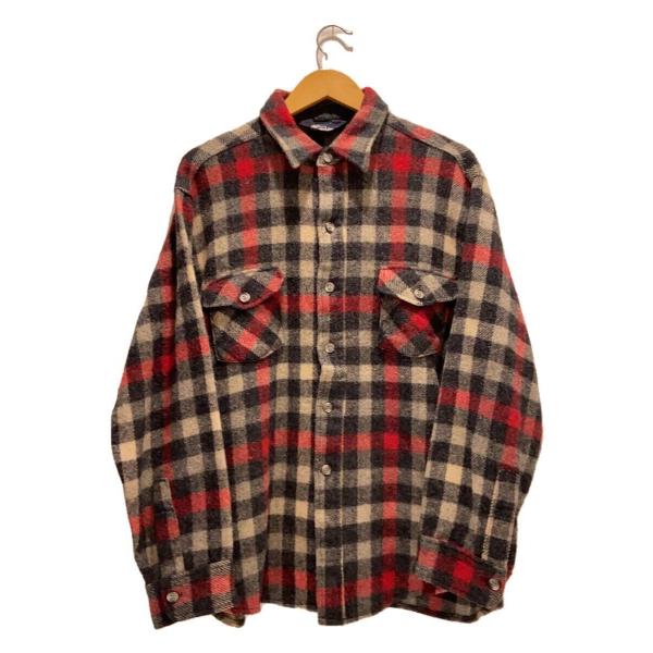 Woolrich◆80s/三角タグ/ウールシャツ/ネルシャツ/XL/ウール/GRY/チェック