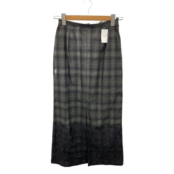 AMERI◆ロングスカート/M/ポリエステル/グレー/チェック/02310990830//