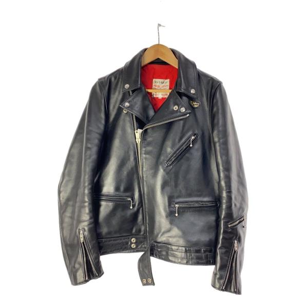 Lewis Leathers◆AVIAKIT/ダブルライダースジャケット/38/レザー/BLK/無地...