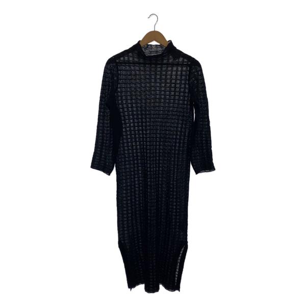 AMERI◆長袖ワンピース/FREE/レーヨン/ブラック/袖ほつれあり//