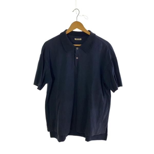 AURALEE◆PIQUE DOUBLE CLOTH POLO ポロシャツ/3/コットン/NVY/A...
