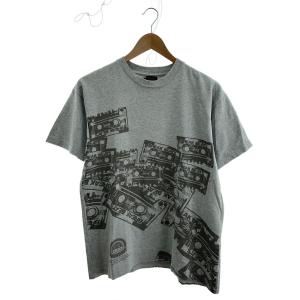 STUSSY◆CUSTOMADE limited N2 USA製 カセット Tシャツ/コットン/グレー