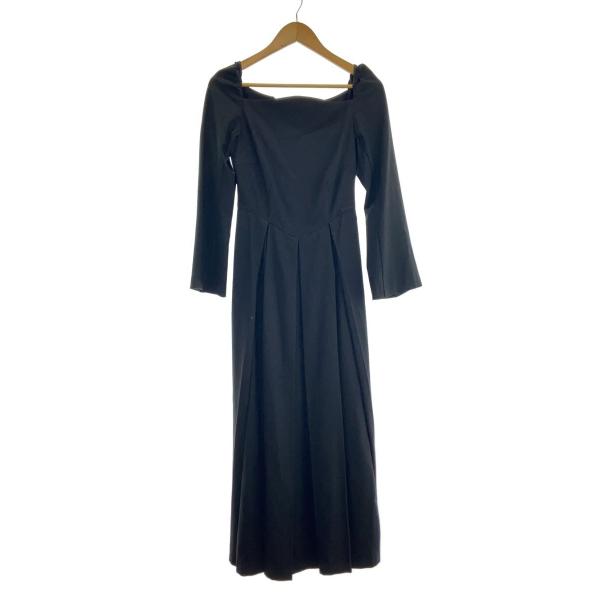 AMERI◆長袖ワンピース/M/ポリエステル/BLK/無地/02220581880//