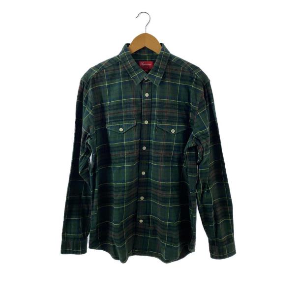 Supreme◆12AW/TARTAN PLAID SHIRT/長袖シャツ/L/コットン/グリーン/...