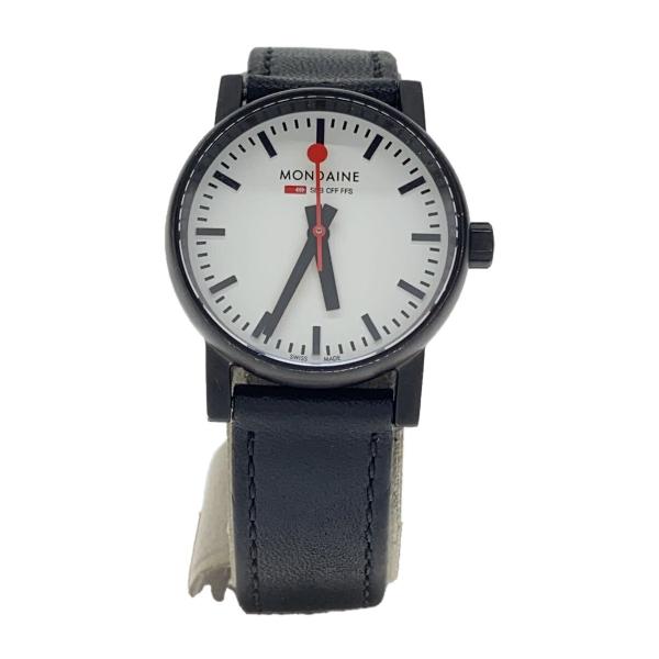 MONDAINE◆ストップ・トゥ・ゴー/34ｍｍ/腕時計/アナログ/レザー/WHT/BLK/3ATM...