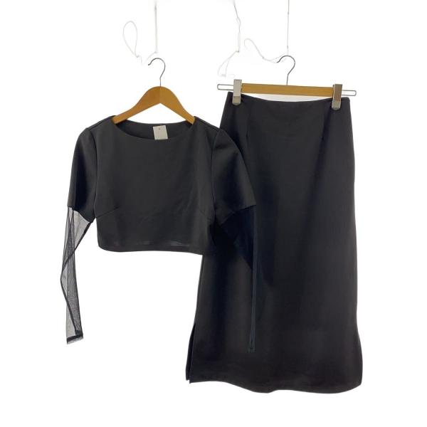 AMERI◆長袖ワンピース/S/ポリエステル/BLK/無地/02220591060