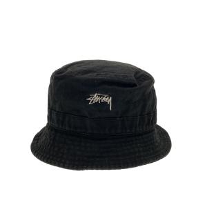 STUSSY◆バケットハット/--/コットン/BLK/無地/レディース