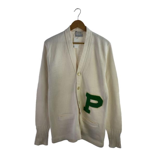 PASADENA SPORTING GOODS/レタードカーディガン/40/アクリル/WHT/ニット...