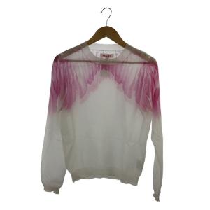 MASU◆ニット・セーター(薄手)/44/ポリエステル/WHT/プリント/MASS-KN0524