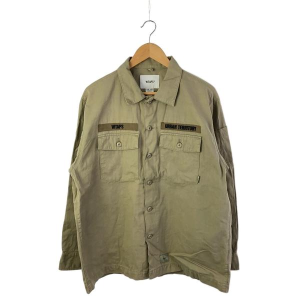 WTAPS◆長袖シャツ/3/コットン/KHK/無地/212BRDT-SHM02