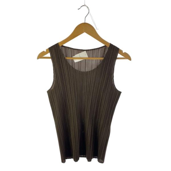 PLEATS PLEASE ISSEY MIYAKE◆ノースリーブブラウス/3/ポリエステル/BRW...
