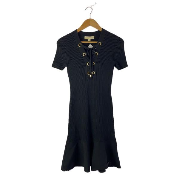 MICHAEL KORS◆半袖ワンピース/S/レーヨン/ブラック/JS08YRS5ZV