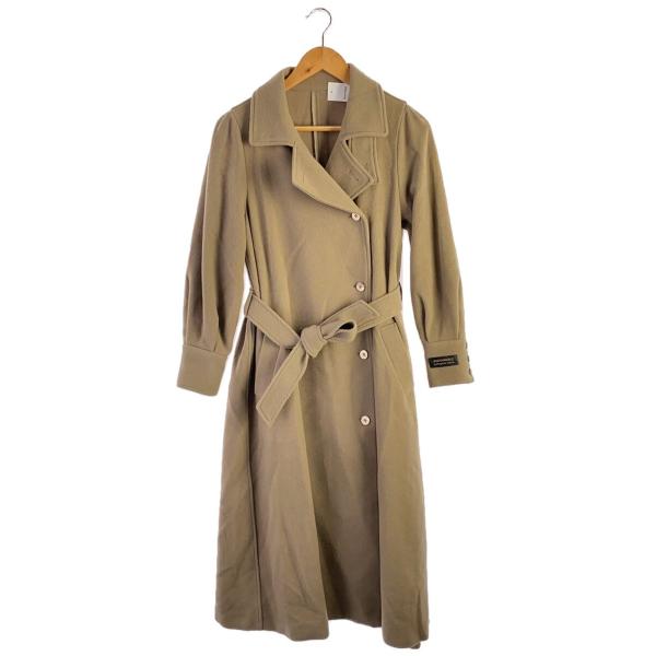 AMERI◆20AW/POOFY FLARE LONG COAT/S/ウール/KHK/0102073...