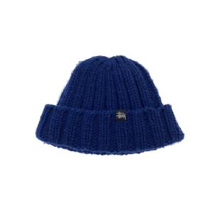 STUSSY◆ニットキャップ/FREE/ウール/BLU/メンズ
