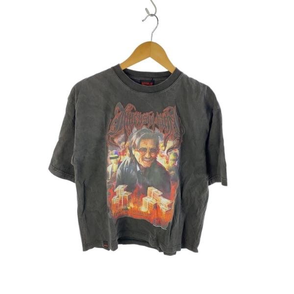 JUN◆NETFLIX/地面師/ハリソン山中/Tシャツ/S/コットン/BLK/プリント/NEM-45...