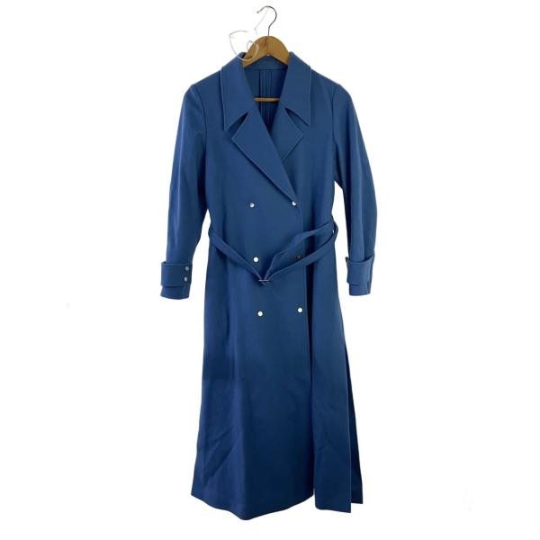 AMERI◆BELT FLARE LONG COAT/コート/S/ウール/BLU/無地/019207...