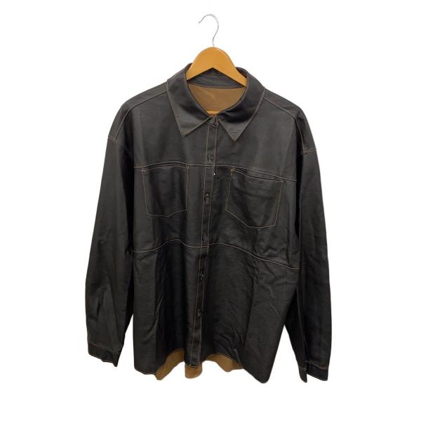 AMERI◆REVERSIBLE FAKE LEATHER JACKET/M/フェイクレザー/BRW...