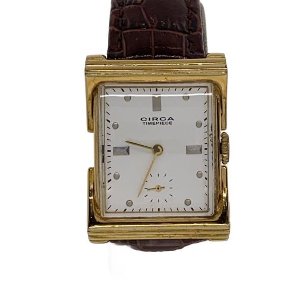 C1RCA◆クォーツ腕時計/アナログ/フェイクレザー/WHT/BRW/GP