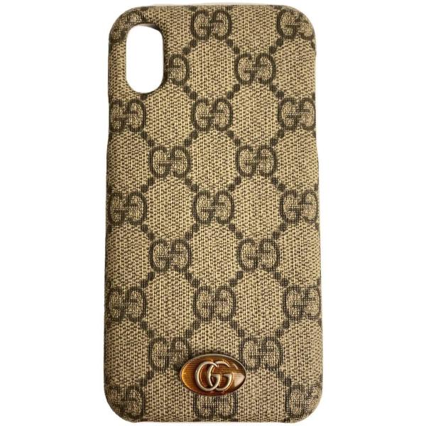 GUCCI◆iPhoneケース_GGスプリーム/PVC/BEG/メンズ