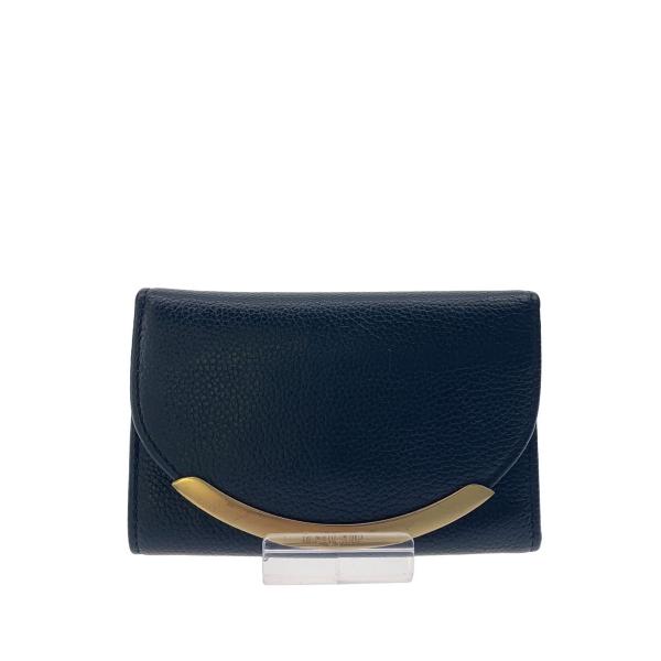 SEE BY CHLOE◆2つ折り財布/レザー/BLK/無地/レディース