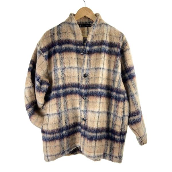 Upscape Audience◆エコラーナ/シャギーチェック/ジャケット/M/ポリエステル/BEG...